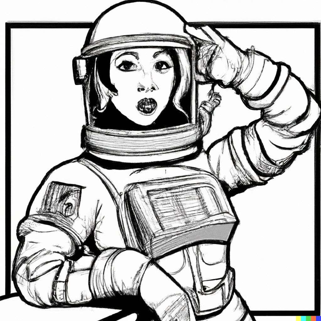 an astronaut, classic comic strip